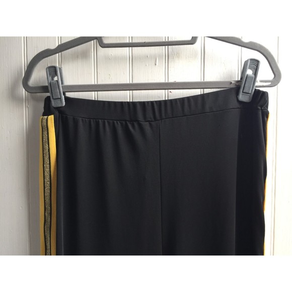 SHEIN Black Pull on pants Athletic Gold Racing Glitter Side Stripe - Size 2XL 16 - Picture 7 of 12